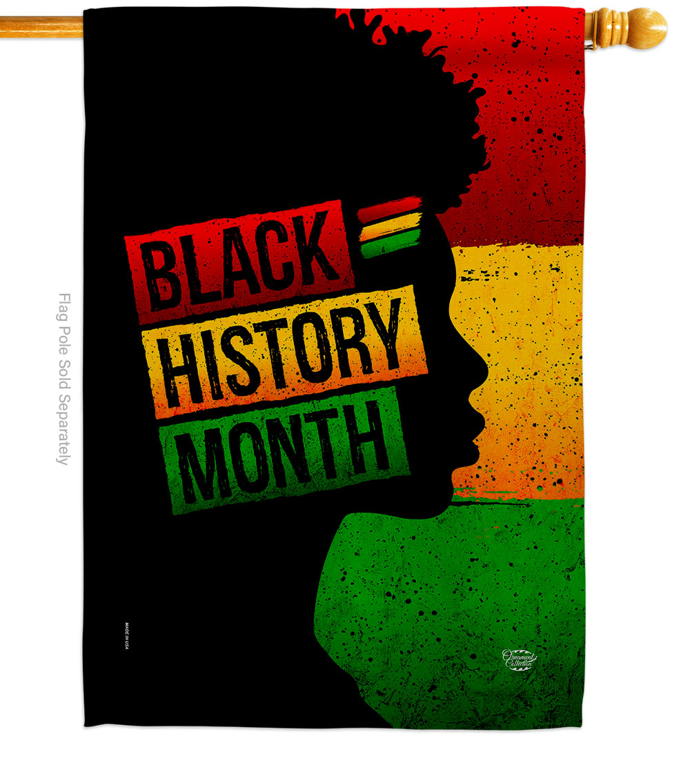 28 x 40 in. African History Month House Flag with Support Cause Double-Sided Decorative Vertical Flags Decoration Banner Garden Yard Gift