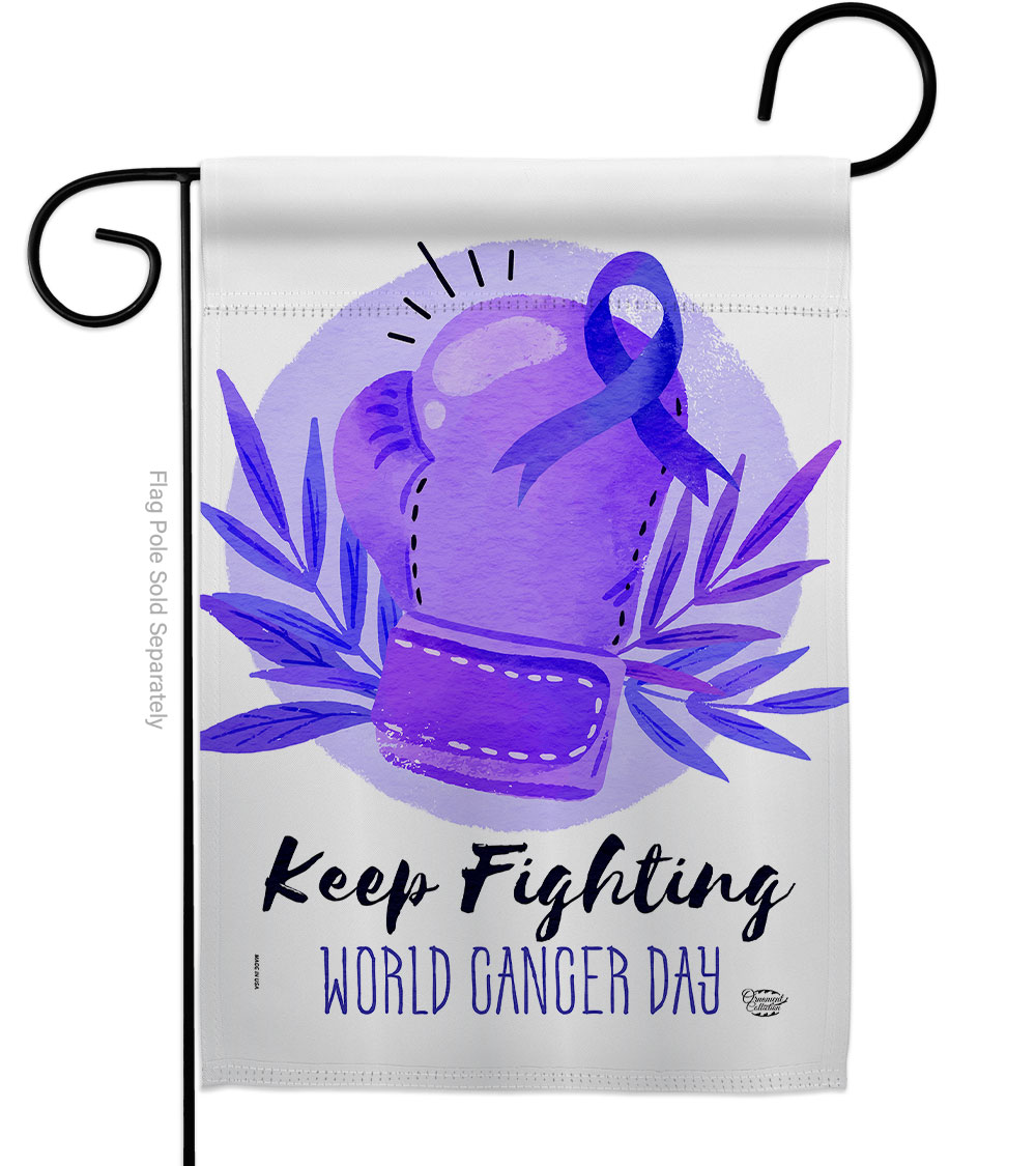 13 x 18.5 in. Keep Fighting Garden Flag with Support Awareness Double-Sided Decorative Vertical Flags House Decoration Banner Yard Gift