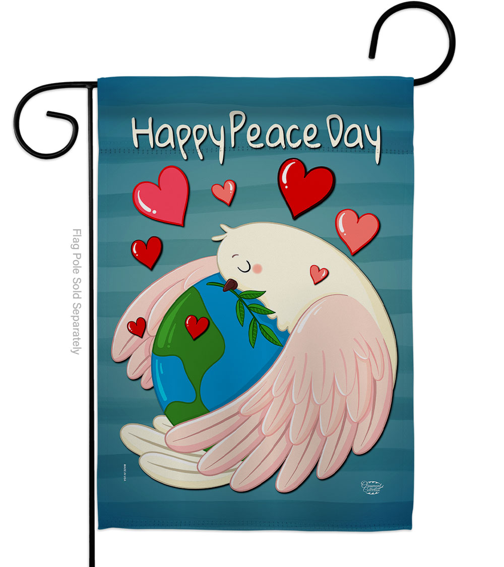 13 x 18.5 in. Happy Peace Day Garden Flag with Expression Inspirational Double-Sided Decorative Vertical Flags House Decoration Banner Yard Gift