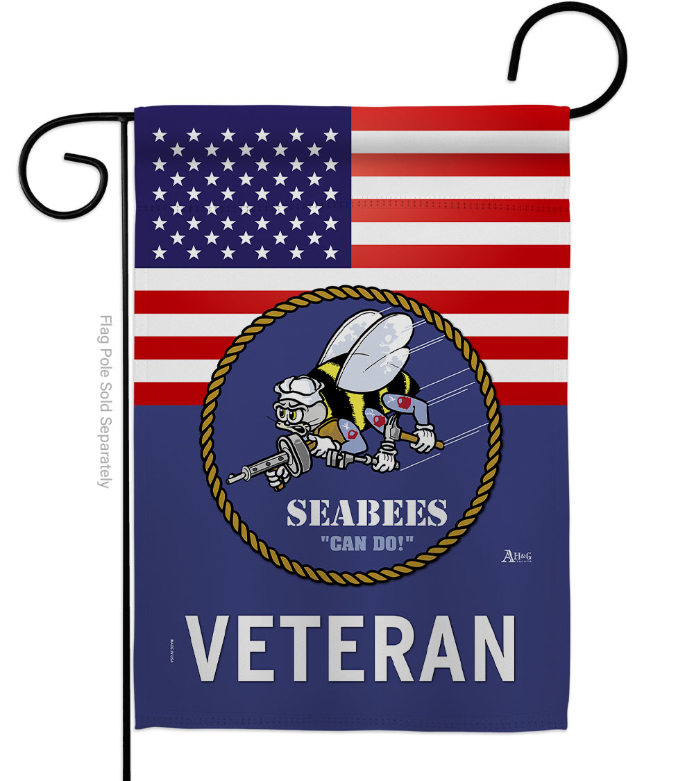 13 x 18.5 in. US Seabees Veteran Garden Flag with Armed Forces Navy Double-Sided Decorative Vertical Flags House Decoration Banner Yard Gift