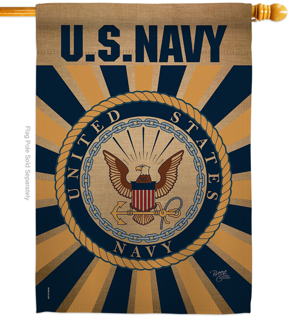 28 x 40 in. Navy House Flag with Armed Forces Double-Sided Decorative Vertical Flags Decoration Banner Garden Yard Gift