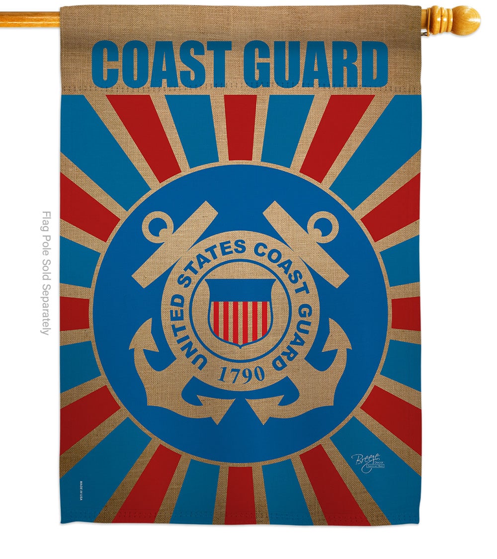 28 x 40 in. Coast Guard House Flag with Armed Forces Double-Sided Decorative Vertical Flags Decoration Banner Garden Yard Gift