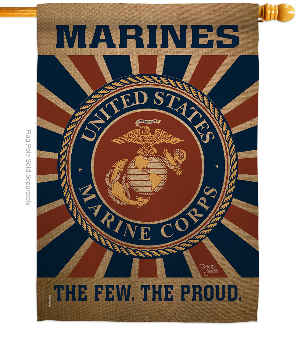 H108398-BO 28 x 40 in. Marine Corps House Flag with Armed Forces Double-Sided Decorative Vertical Flags Decoration Banner Garden Yard Gift