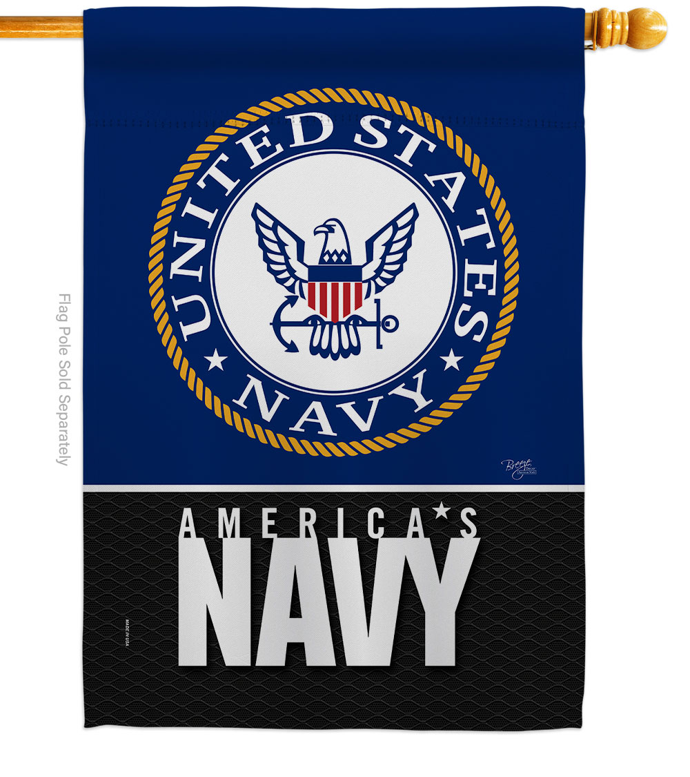 28 x 40 in. America Navy House Flag with Armed Forces Double-Sided Decorative Vertical Flags Decoration Banner Garden Yard Gift