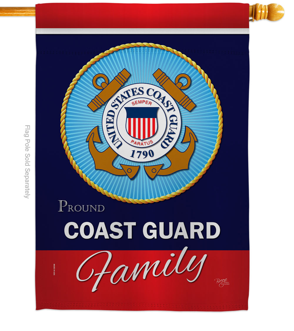 28 x 40 in. Coast Guard Proudly Family House Flag with Armed Forces Double-Sided Decorative Vertical Flags Decoration Banner Garden Yard Gift