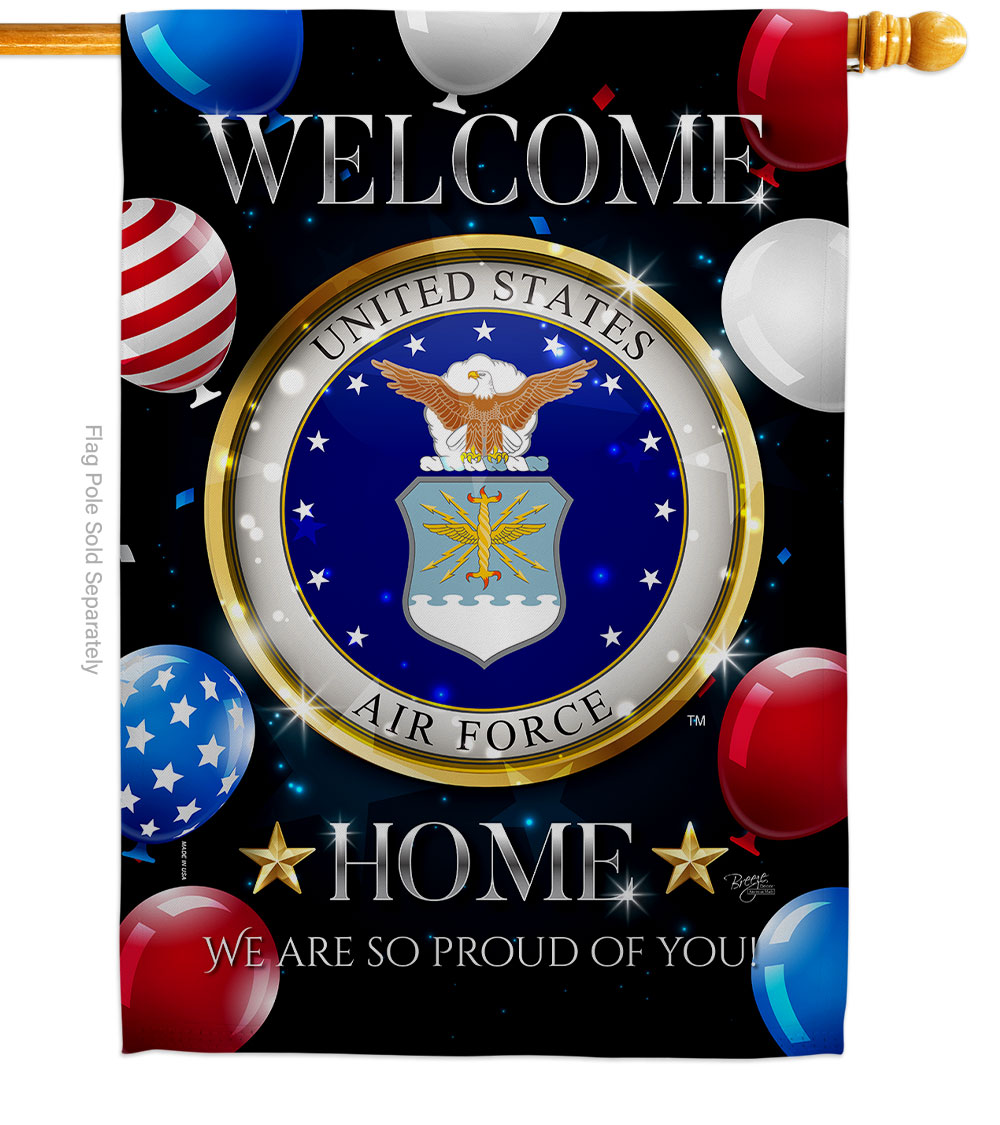 28 x 40 in. Welcome Home Air Force House Flag with Armed Forces Double-Sided Decorative Vertical Flags Decoration Banner Garden Yard Gift