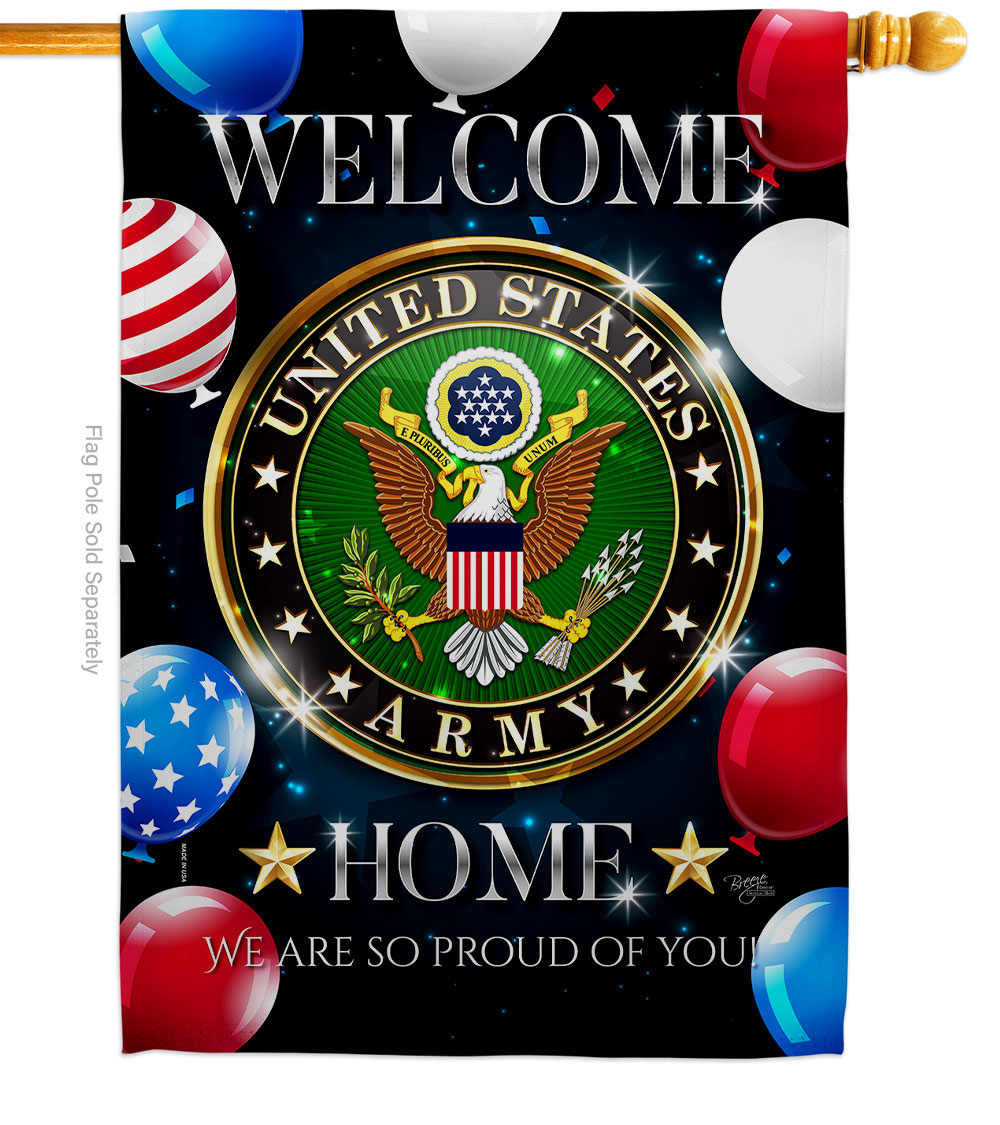 28 x 40 in. Welcome Home Army House Flag with Armed Forces Double-Sided Decorative Vertical Flags Decoration Banner Garden Yard Gift