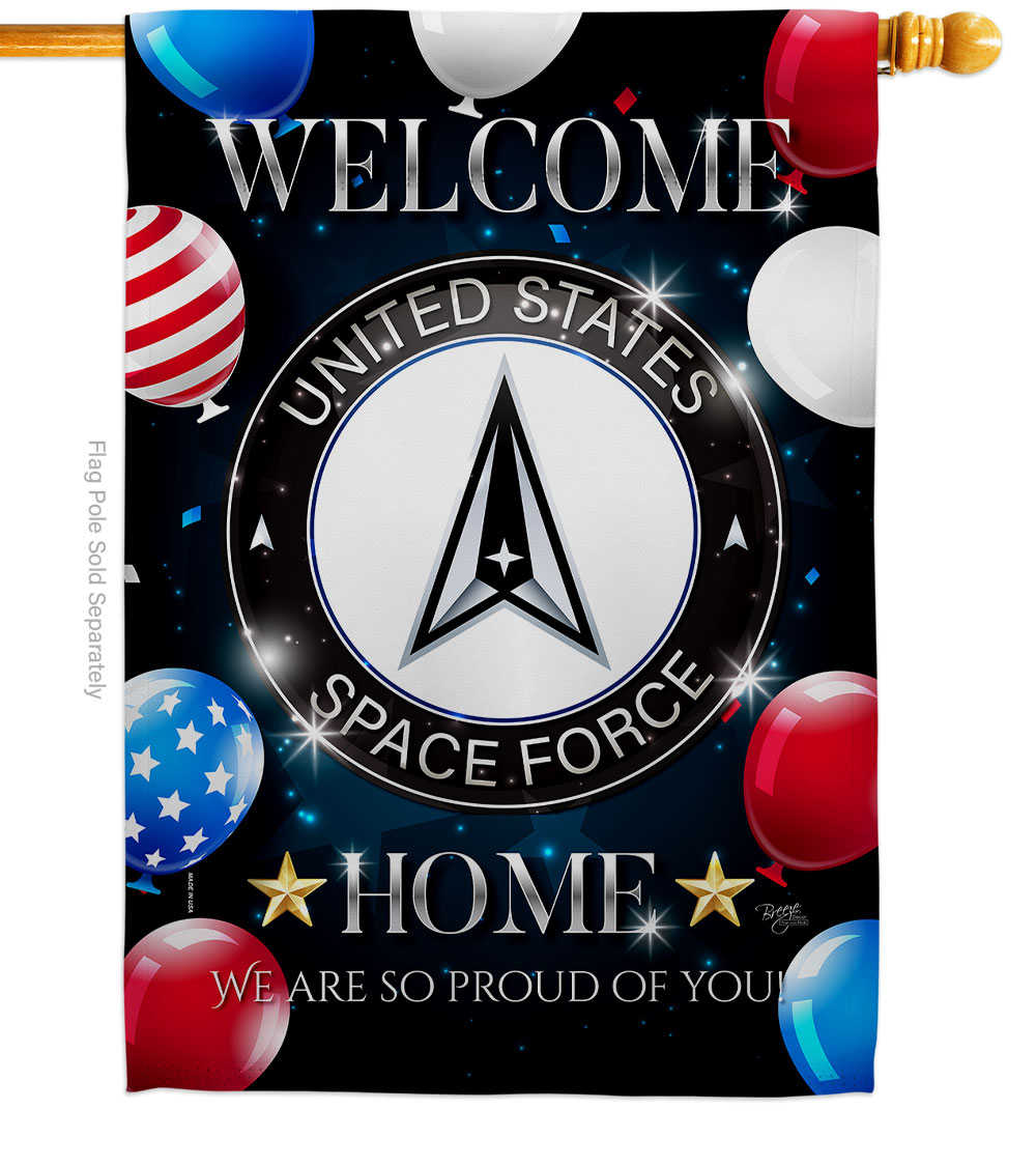 28 x 40 in. Welcome Home Space Force House Flag with Armed Forces Double-Sided Decorative Vertical Flags Decoration Banner Garden Yard Gift