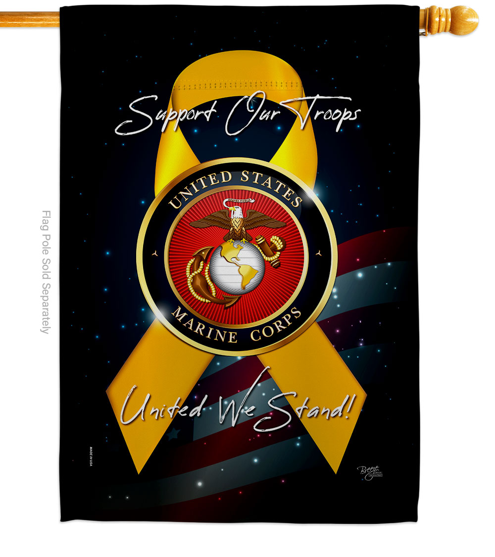 28 x 40 in. Support Marine Corps House Flag with Armed Forces Double-Sided Decorative Vertical Flags Decoration Banner Garden Yard Gift
