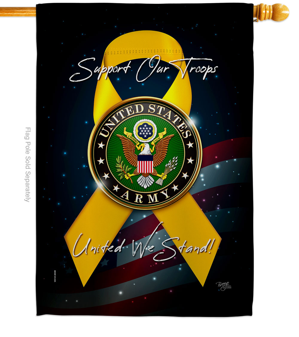 28 x 40 in. Support Army House Flag with Armed Forces Double-Sided Decorative Vertical Flags Decoration Banner Garden Yard Gift