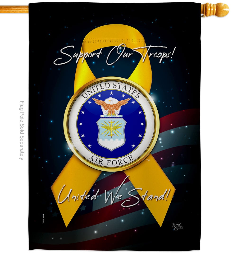 28 x 40 in. Support Air Force House Flag with Armed Forces Double-Sided Decorative Vertical Flags Decoration Banner Garden Yard Gift