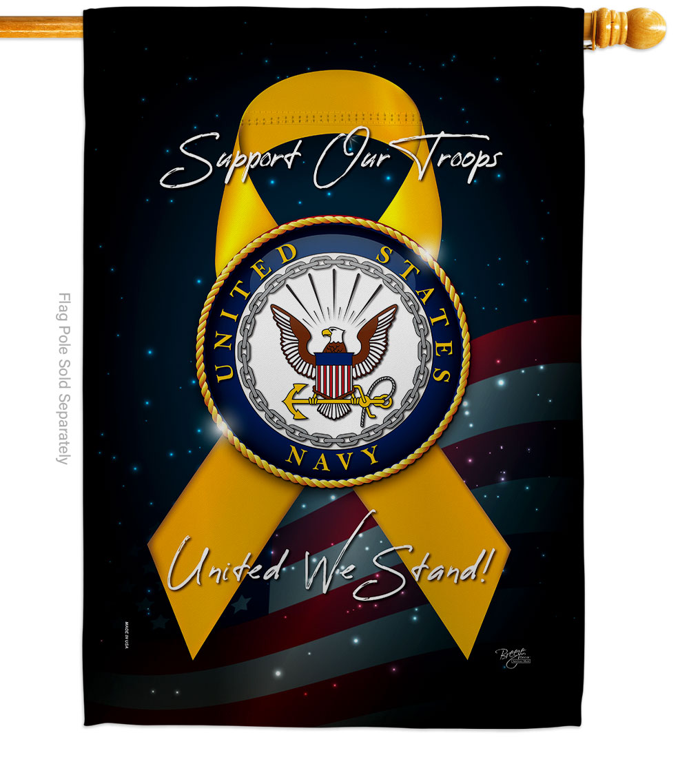28 x 40 in. Support Navy House Flag with Armed Forces Double-Sided Decorative Vertical Flags Decoration Banner Garden Yard Gift