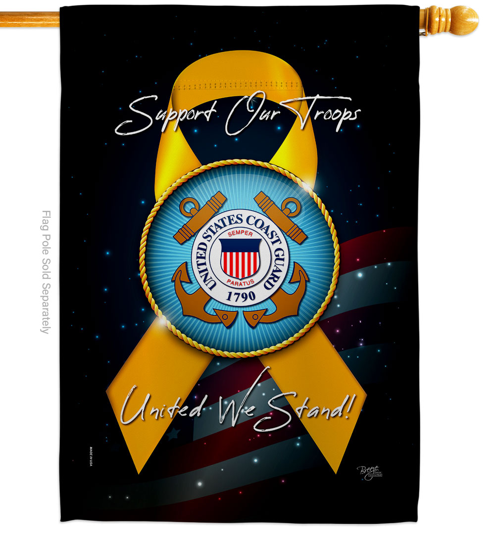 28 x 40 in. Support Coast Guard House Flag with Armed Forces Double-Sided Decorative Vertical Flags Decoration Banner Garden Yard Gift