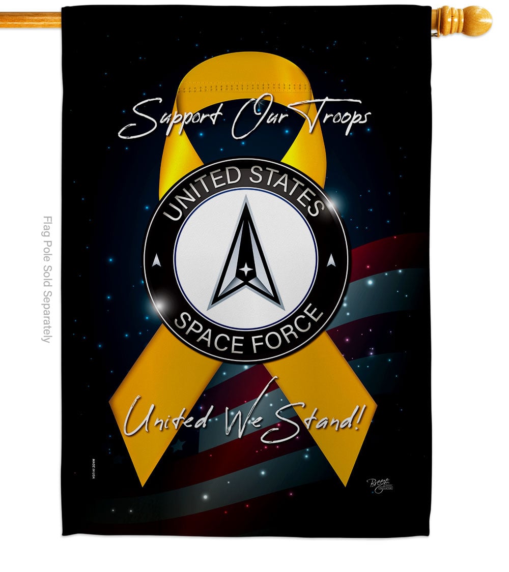 28 x 40 in. Support Space Force House Flag with Armed Forces Double-Sided Decorative Vertical Flags Decoration Banner Garden Yard Gift