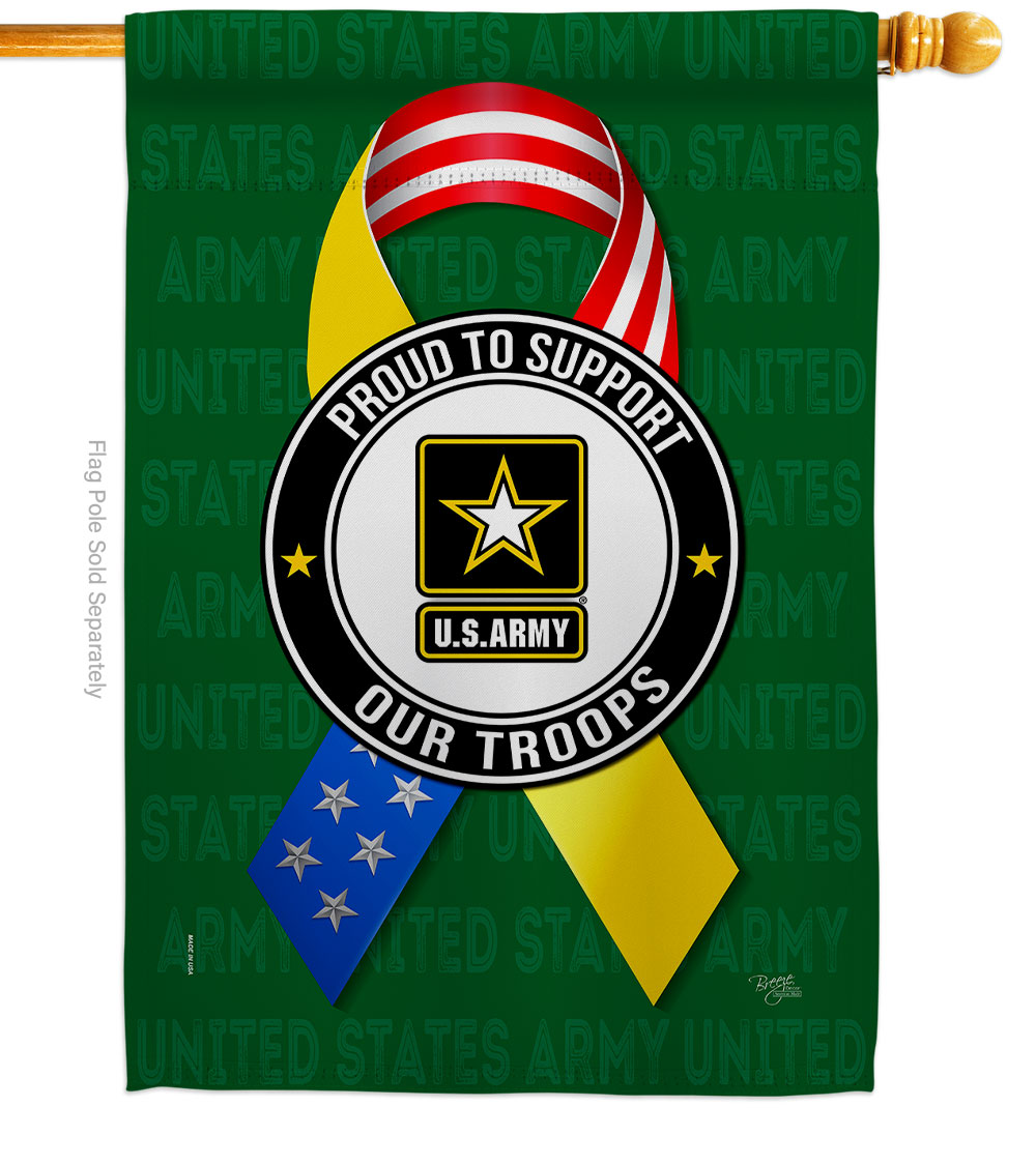 28 x 40 in. Support Army Troops House Flag with Armed Forces Double-Sided Decorative Vertical Flags Decoration Banner Garden Yard Gift