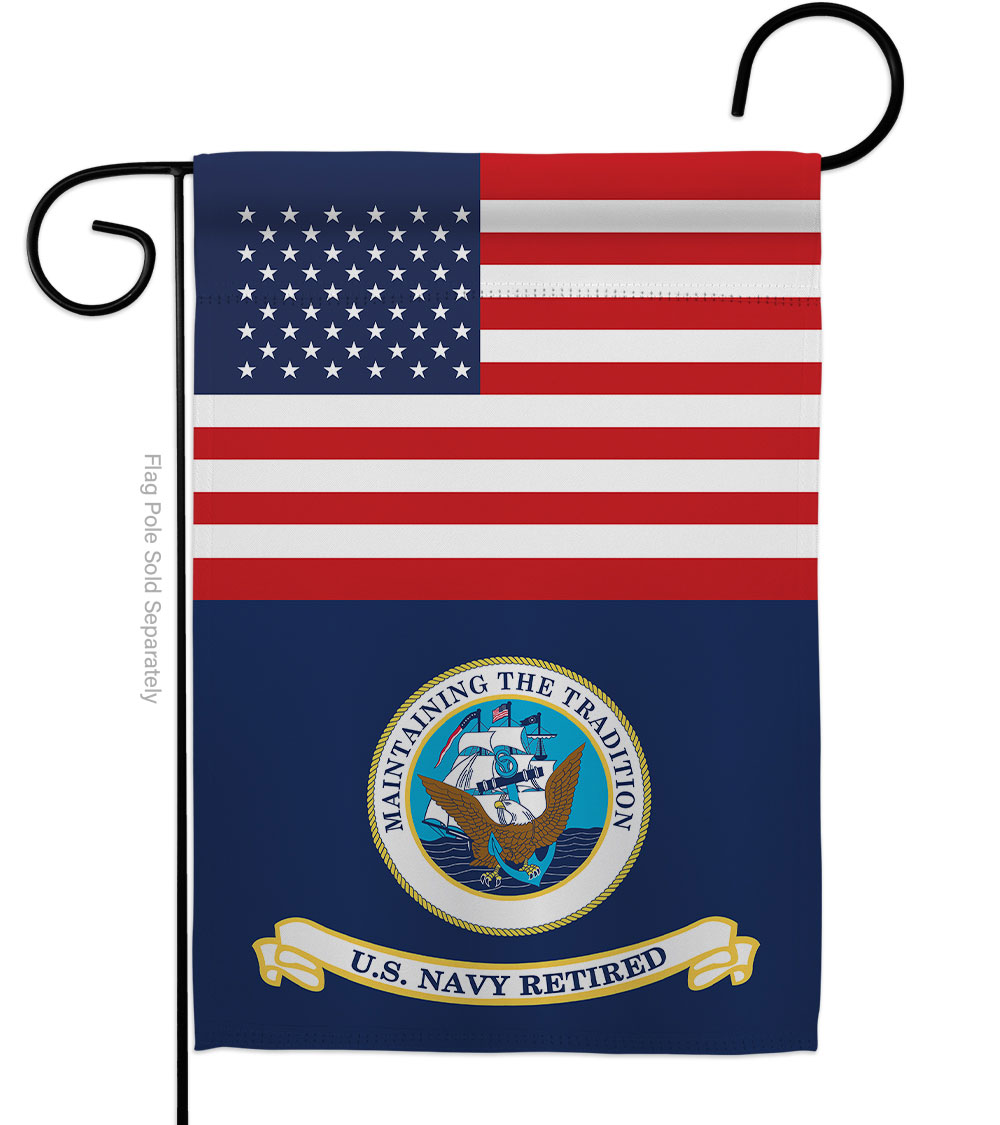G142746-BO 13 x 18.5 in. US Retired Navy Garden Flag with Armed Forces Double-Sided Decorative Vertical Flags House Decoration Banner Yard Gift