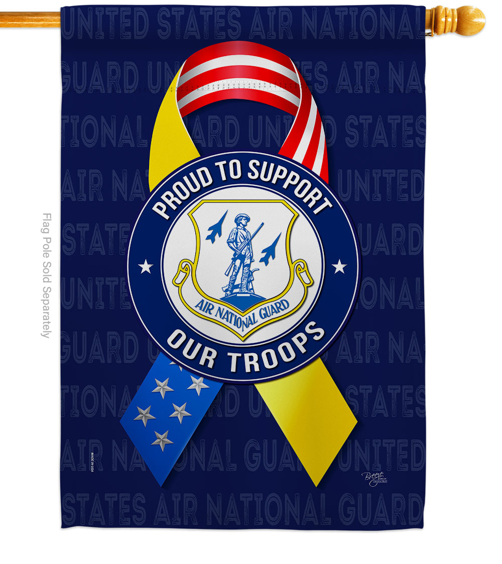 28 x 40 in. Support Air National Guard Troops House Flag with Armed Forces Double-Sided Decorative Vertical Flags Decoration Banner Garden Yard Gift