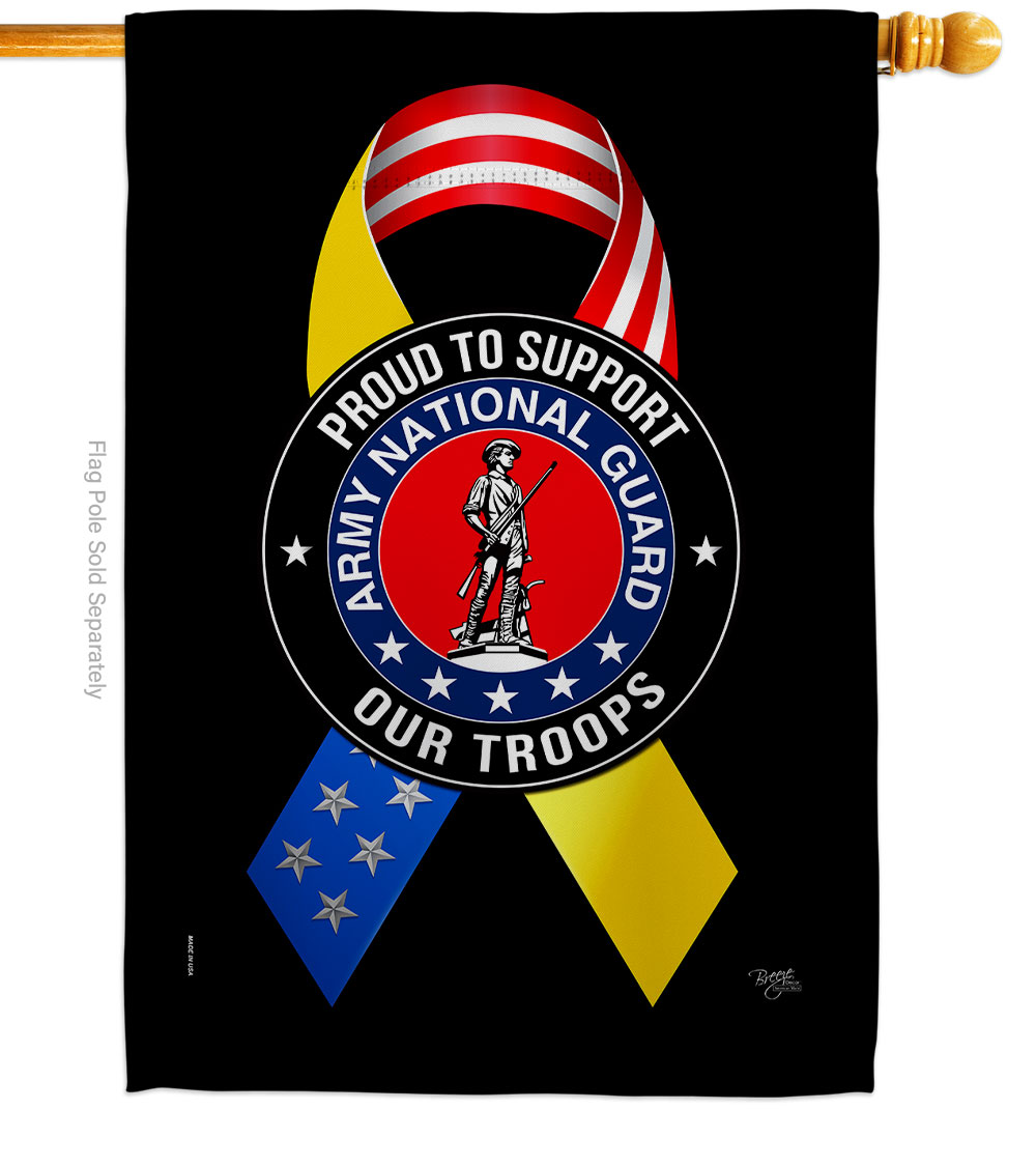28 x 40 in. Support Army National Guard Troops House Flag with Armed Forces Double-Sided Decorative Vertical Flags Decoration Banner Garden Yard Gift