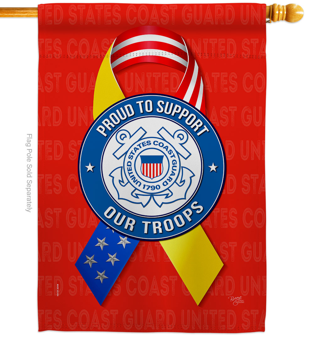 28 x 40 in. Support Coast Guard Troops House Flag with Armed Forces Double-Sided Decorative Vertical Flags Decoration Banner Garden Yard Gift