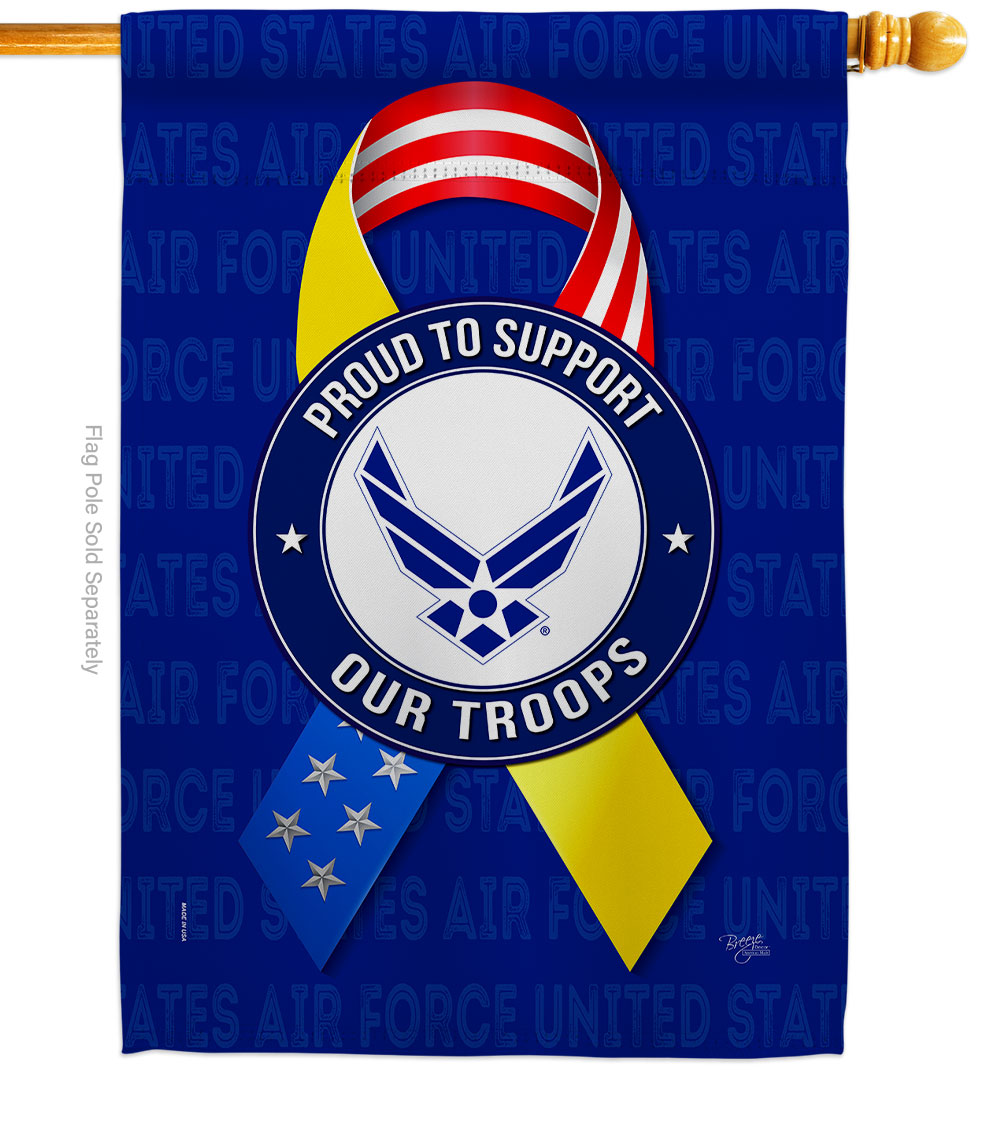 28 x 40 in. Support Air Force Troops House Flag with Armed Forces Double-Sided Decorative Vertical Flags Decoration Banner Garden Yard Gift