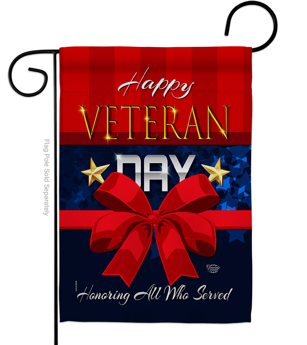 13 x 18.5 in. Happy Veteran Day Garden Flag with Armed Forces Service Double-Sided Decorative Vertical Flags House Decoration Banner Yard Gift