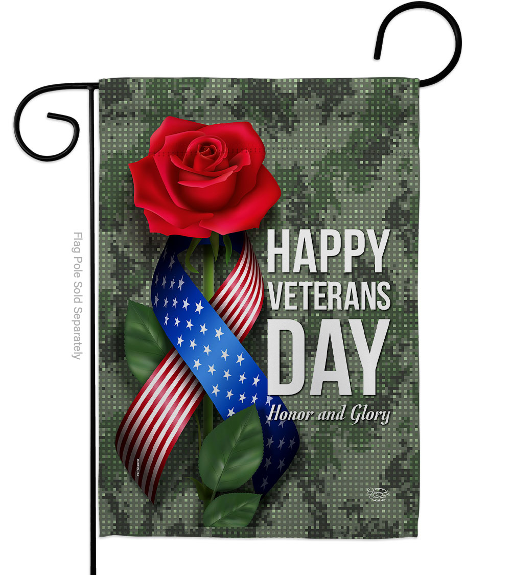 13 x 18.5 in. Happy Veterans Day Garden Flag with Armed Forces Double-Sided Decorative Vertical Flags House Decoration Banner Yard Gift