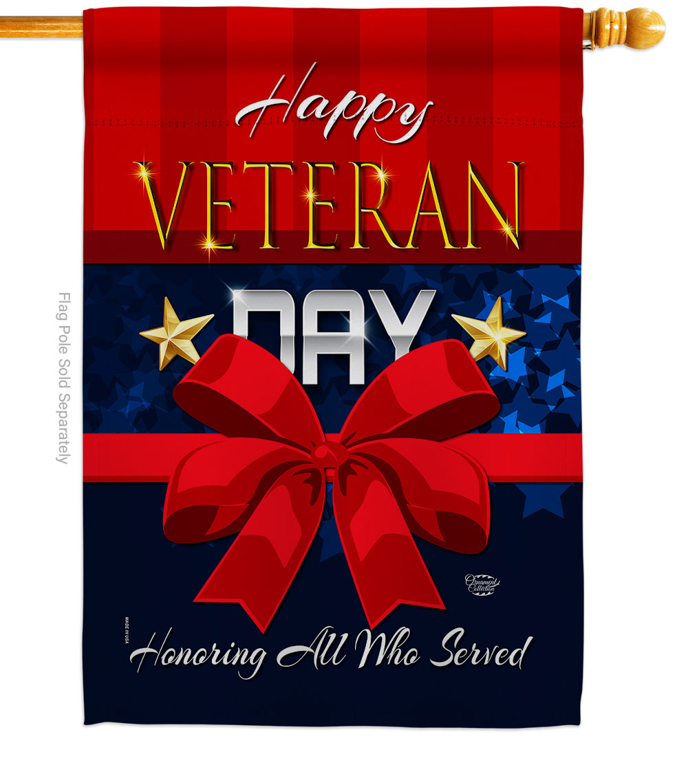 28 x 40 in. Happy Veteran Day House Flag with Armed Forces Service Double-Sided Decorative Vertical Flags Decoration Banner Garden Yard Gift