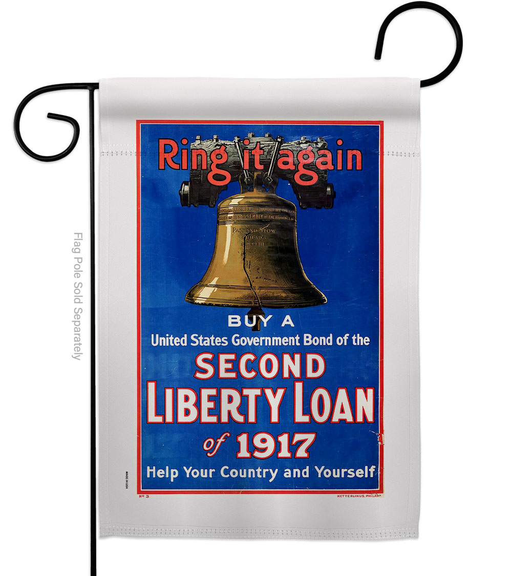 13 x 18.5 in. Second Liberty Loan Garden Flag with Armed Forces Service Double-Sided Decorative Vertical Flags House Decoration Banner Yard Gift