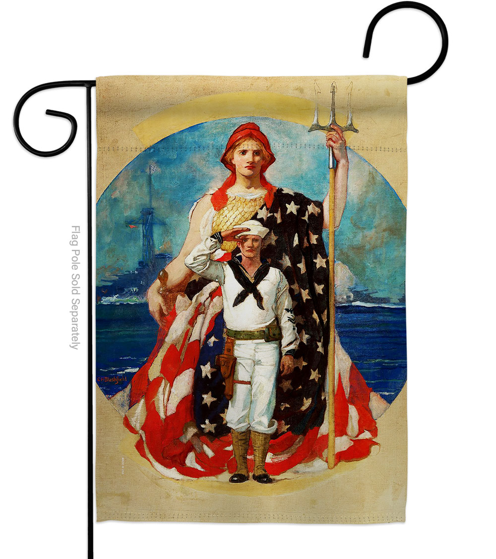 13 x 18.5 in. Navy Wartime Garden Flag with Armed Forces Double-Sided Decorative Vertical Flags House Decoration Banner Yard Gift