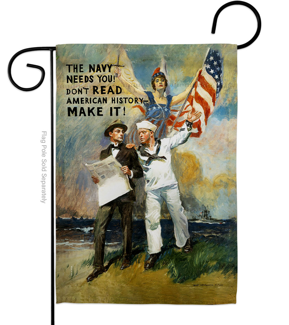 13 x 18.5 in. The Navy Needs You Garden Flag with Armed Forces Double-Sided Decorative Vertical Flags House Decoration Banner Yard Gift