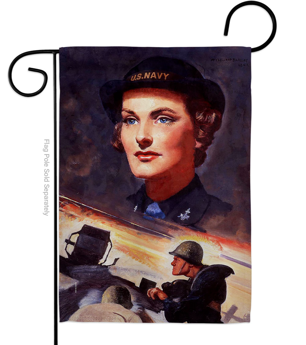 13 x 18.5 in. WAVE with Gun Crew Garden Flag with Armed Forces Navy Double-Sided Decorative Vertical Flags House Decoration Banner Yard Gift