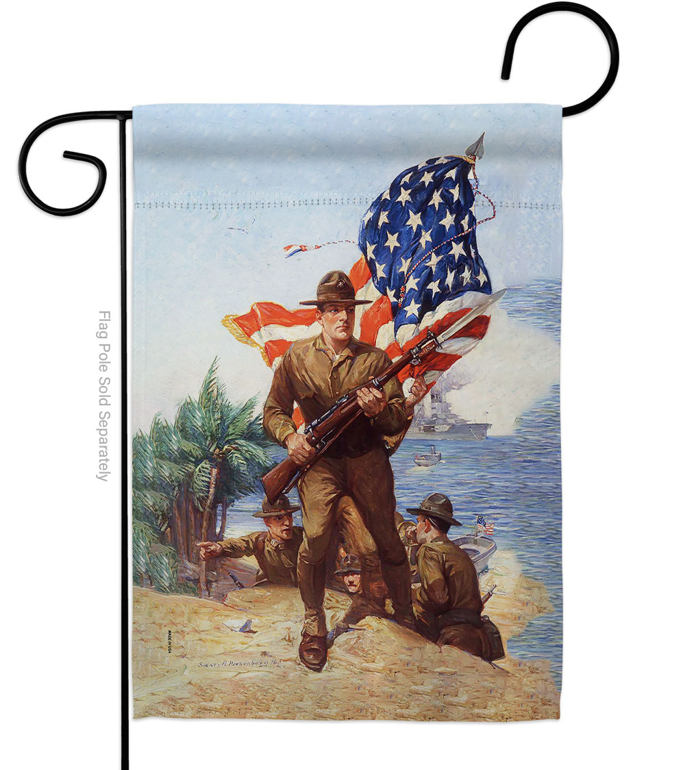 13 x 18.5 in. Marines Charge Garden Flag with Armed Forces Navy Double-Sided Decorative Vertical Flags House Decoration Banner Yard Gift
