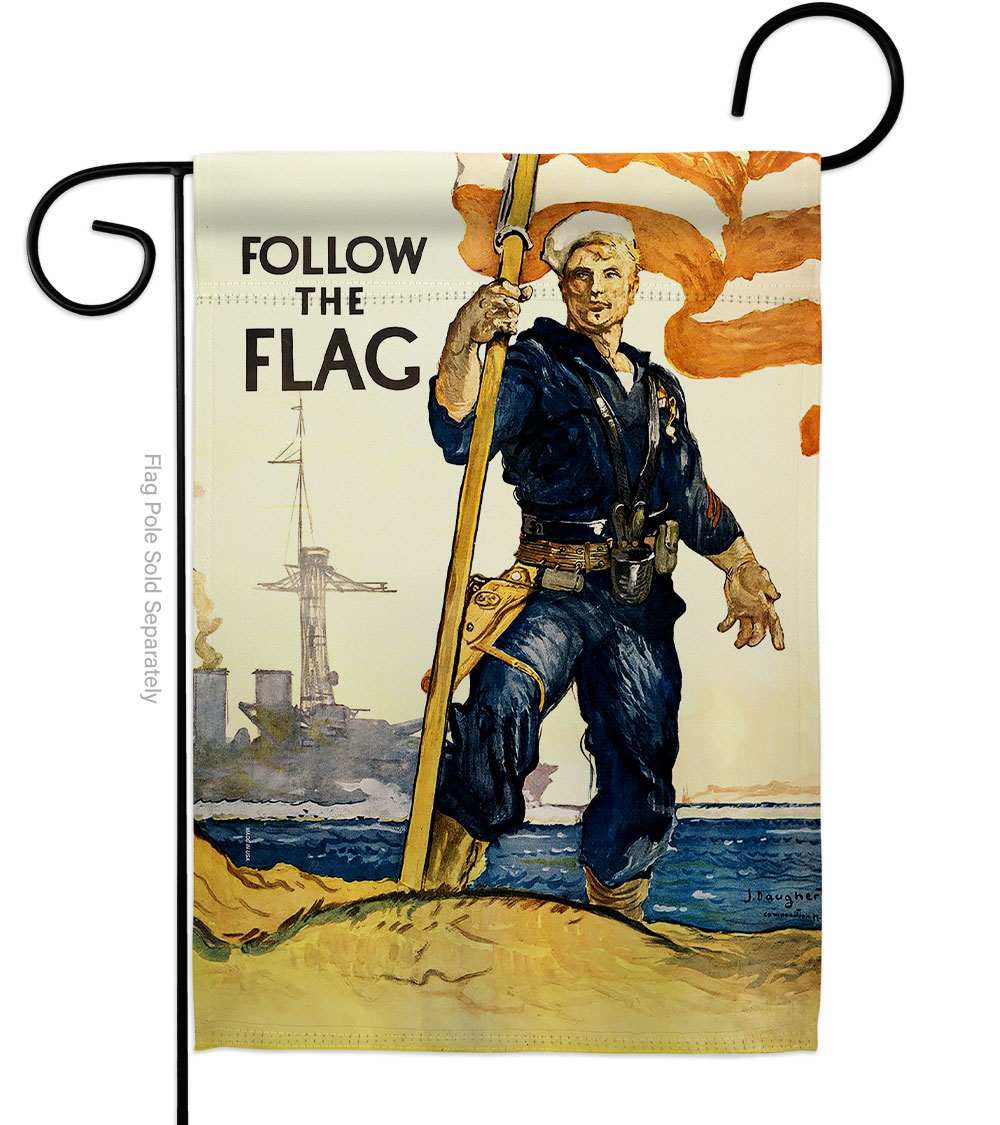 G183012-BO 13 x 18.5 in. Follow the Garden Flag with Armed Forces Navy Double-Sided Decorative Vertical Flags House Decoration Banner Yard Gift