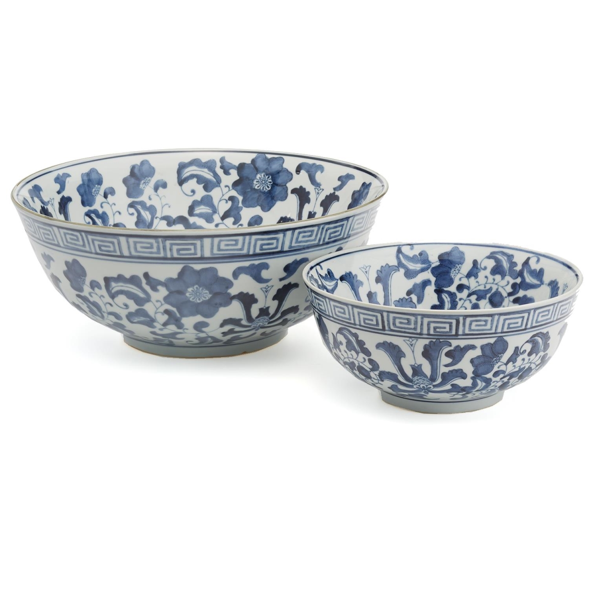 Picture of BLF131-LFS2 Lotus Flower Bowl  Blue &amp; White - Set of 2