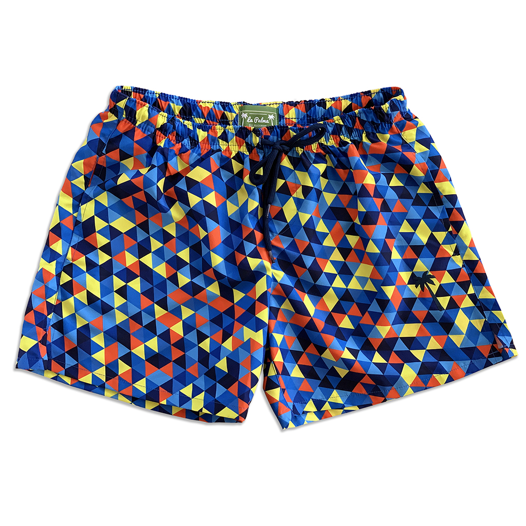 Picture of La Palma Eco Beachwear 21801030107 Classic Geometric Swim Shorts&#44; Blue - Small