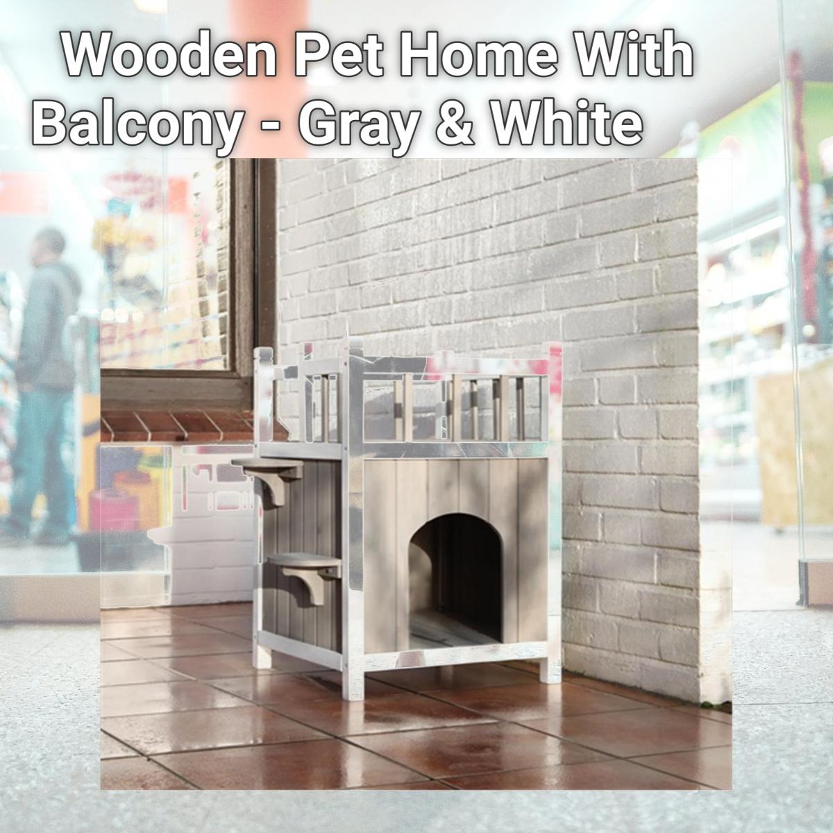 Picture of TRIXIE Pet Products 44093 Wooden Pet Home With Balcony - Gray & White