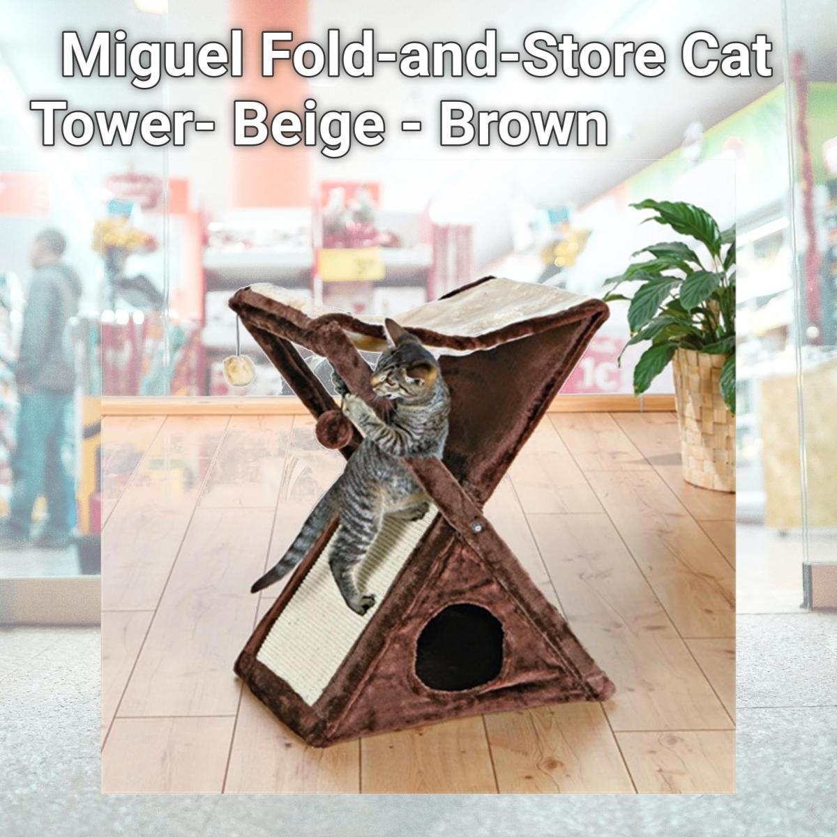 Picture of TRIXIE Pet Products 44770 Miguel Fold-and-Store Cat Tower- Beige - Brown
