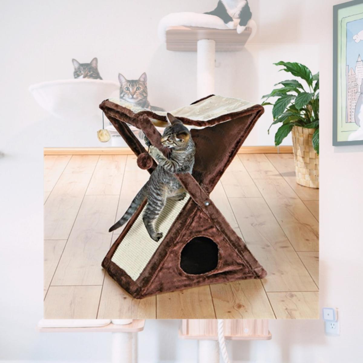 Picture of TRIXIE Pet Products 44770 Miguel Fold-and-Store Cat Tower- Beige - Brown