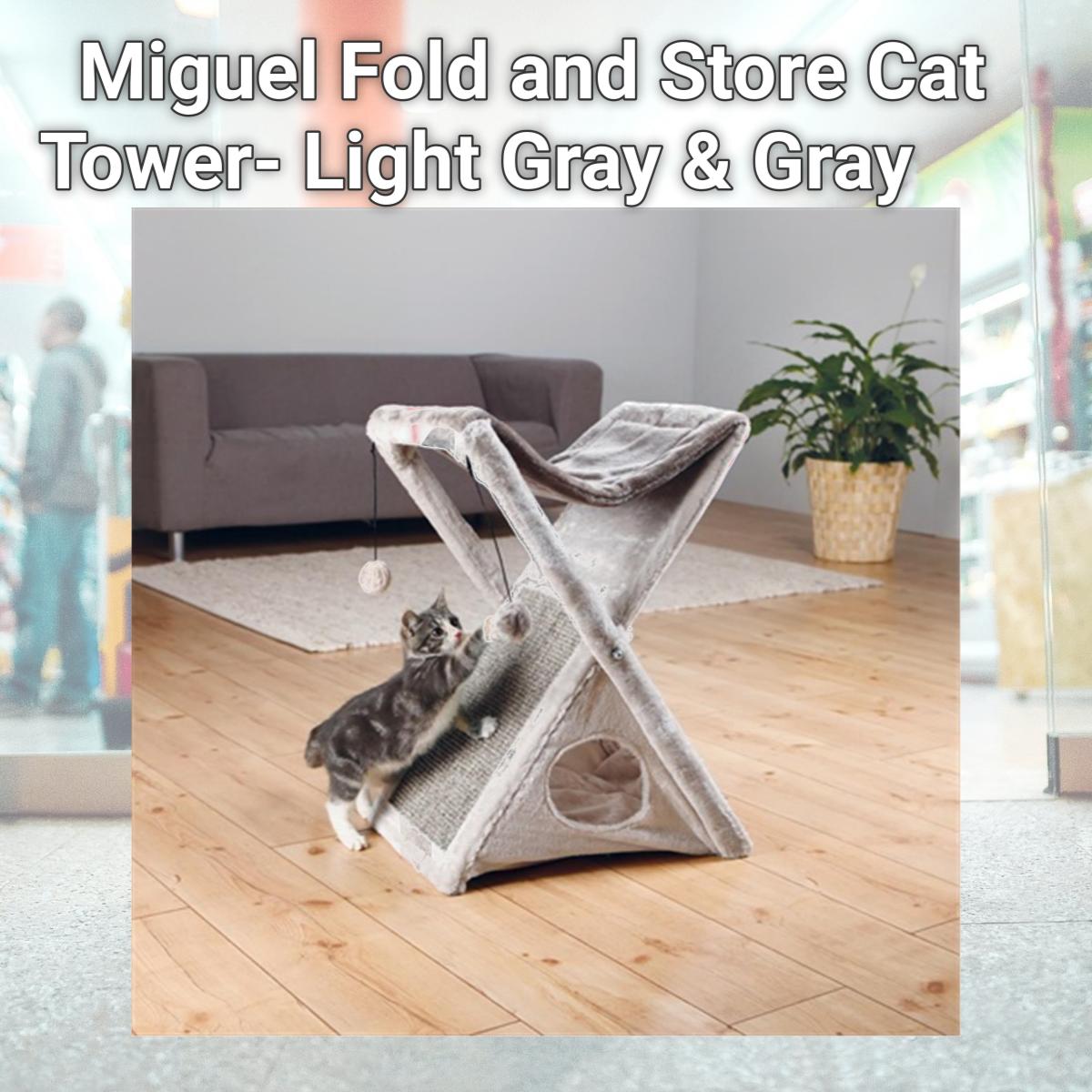 Picture of TRIXIE Pet Products 44771 Miguel Fold and Store Cat Tower- Light Gray & Gray