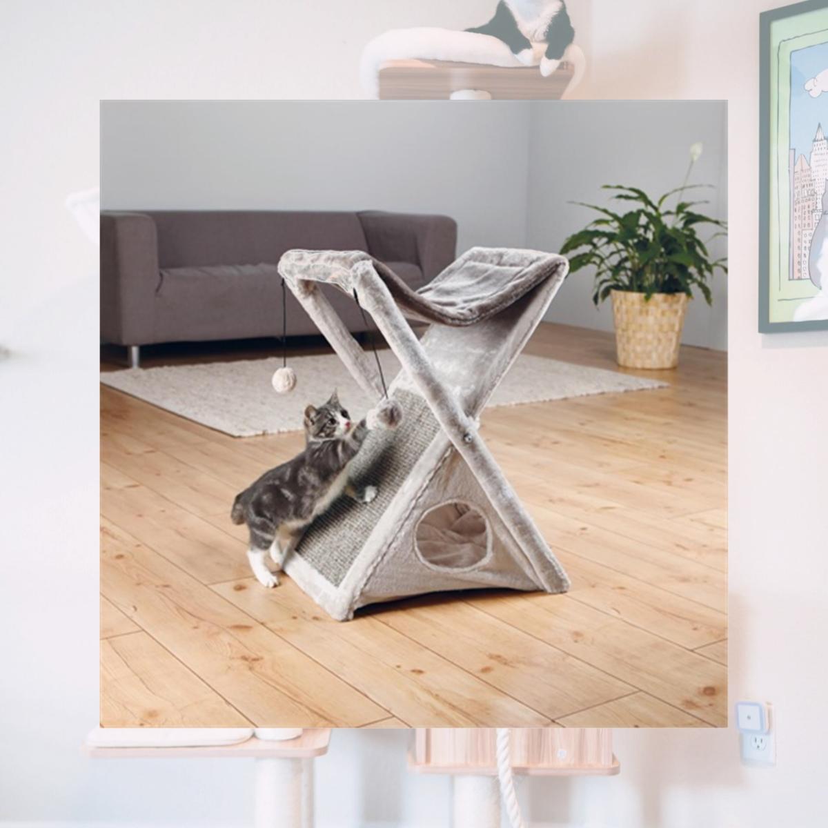 Picture of TRIXIE Pet Products 44771 Miguel Fold and Store Cat Tower- Light Gray & Gray