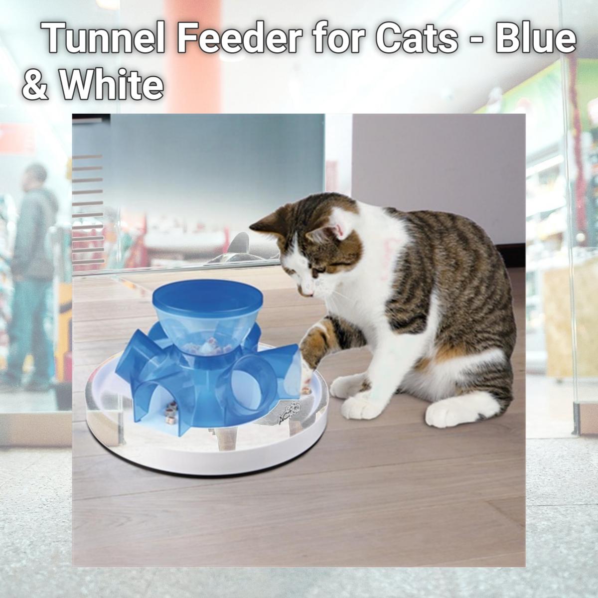 Picture of TRIXIE Pet Products 46002 Tunnel Feeder for Cats - Blue & White