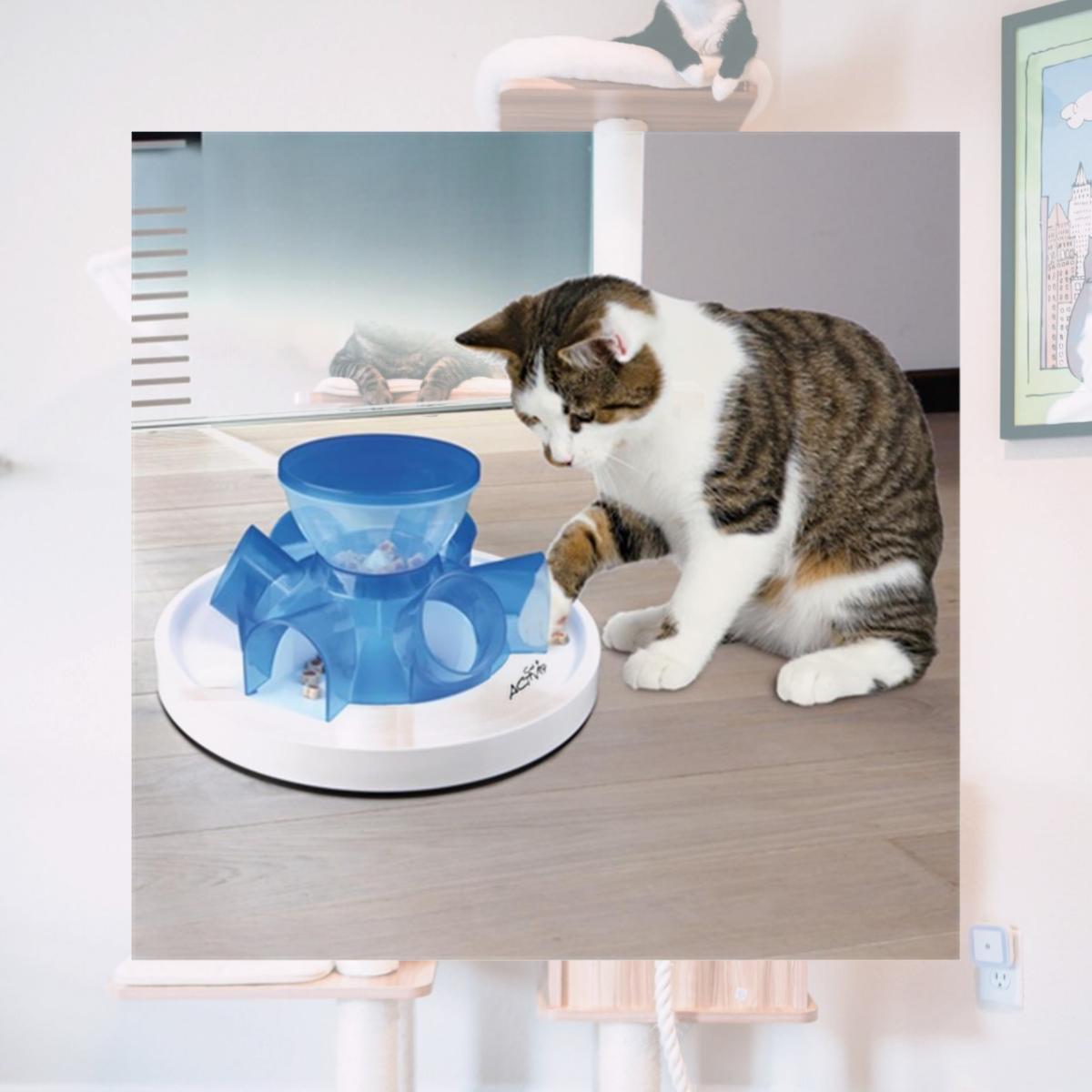 Picture of TRIXIE Pet Products 46002 Tunnel Feeder for Cats - Blue & White