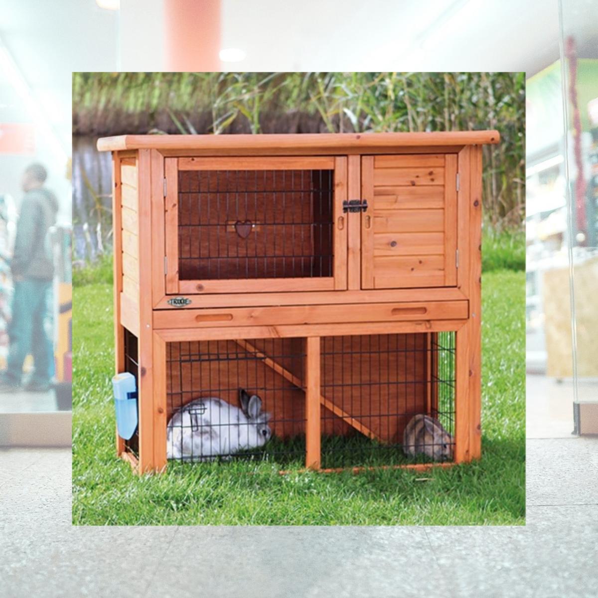 Picture of TRIXIE Pet Products 62301 Rabbit Hutch With Sloped Roof- Medium