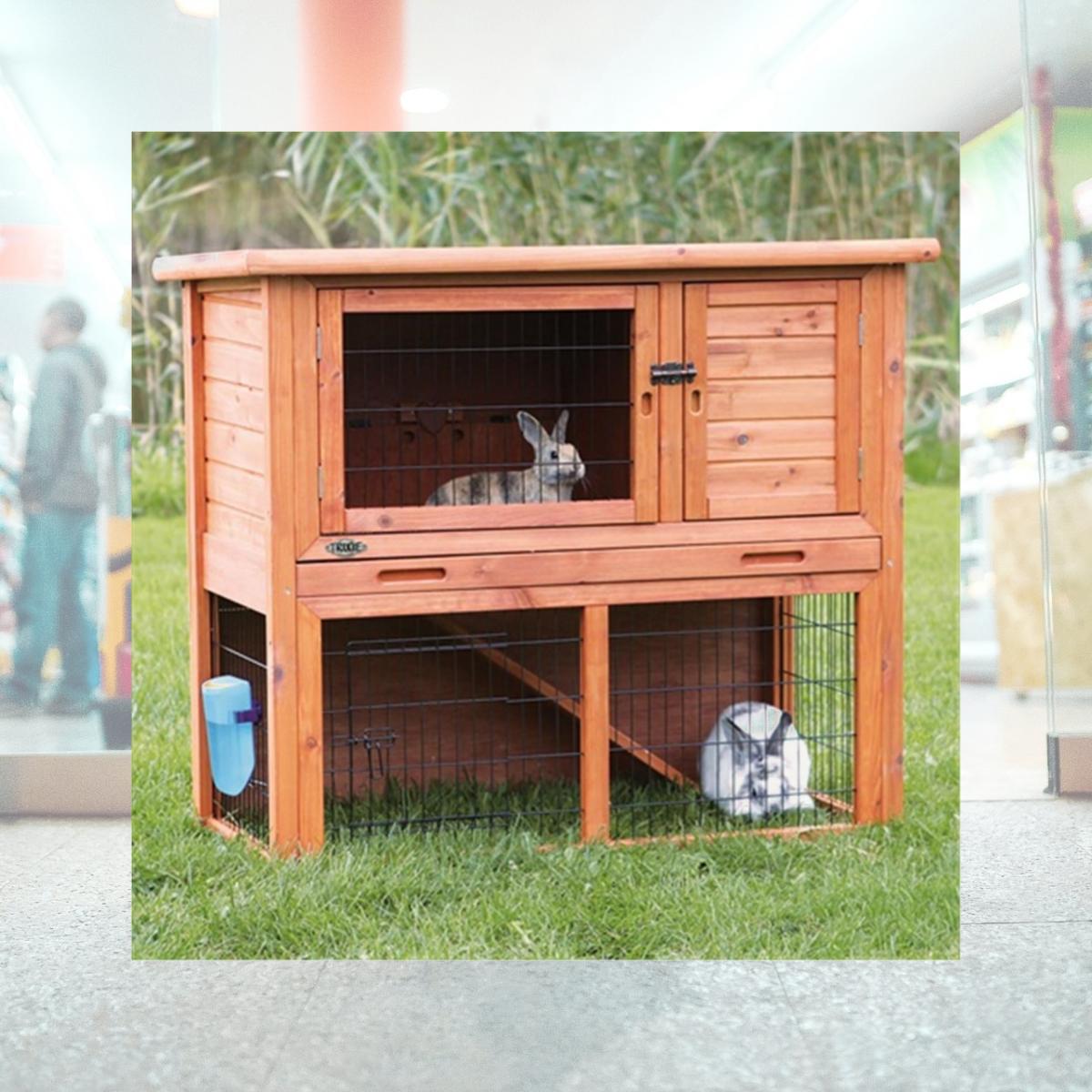 Picture of TRIXIE Pet Products 62302 Rabbit Hutch With Sloped Roof- Large