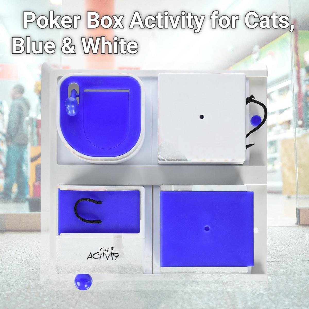 Picture of Trixie Pet Products 4597 Poker Box Activity for Cats, Blue & White
