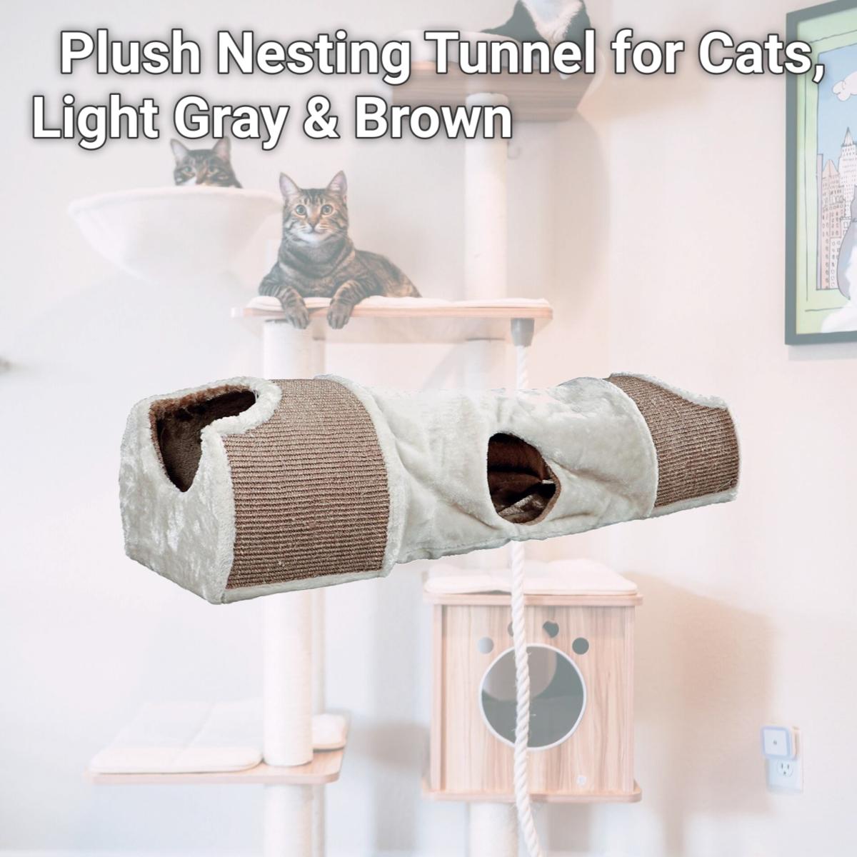 Picture of Trixie Pet Products 43004 Plush Nesting Tunnel for Cats, Light Gray & Brown