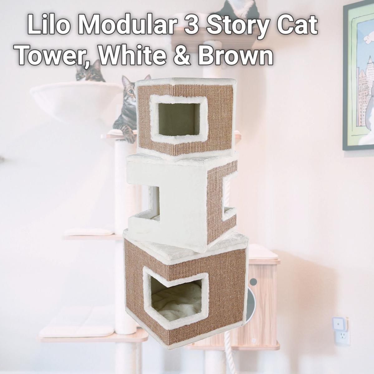 Picture of Trixie Pet Products 43377 Lilo Modular 3 Story Cat Tower, White & Brown
