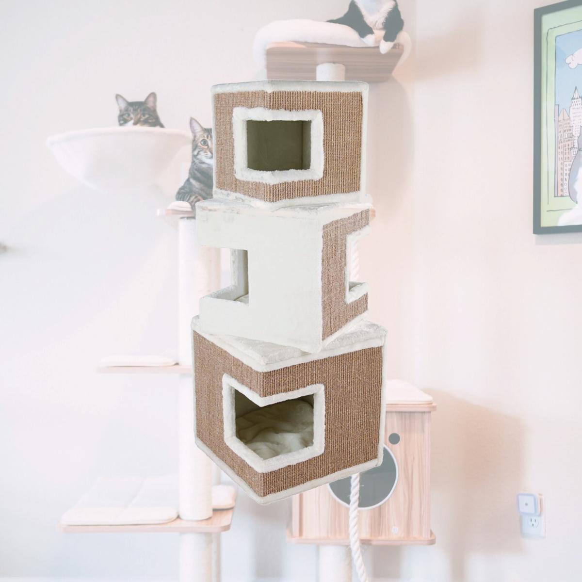 Picture of Trixie Pet Products 43377 Lilo Modular 3 Story Cat Tower, White & Brown
