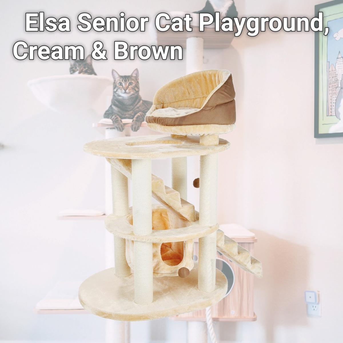 Picture of Trixie Pet Products 44942 Elsa Senior Cat Playground, Cream & Brown 