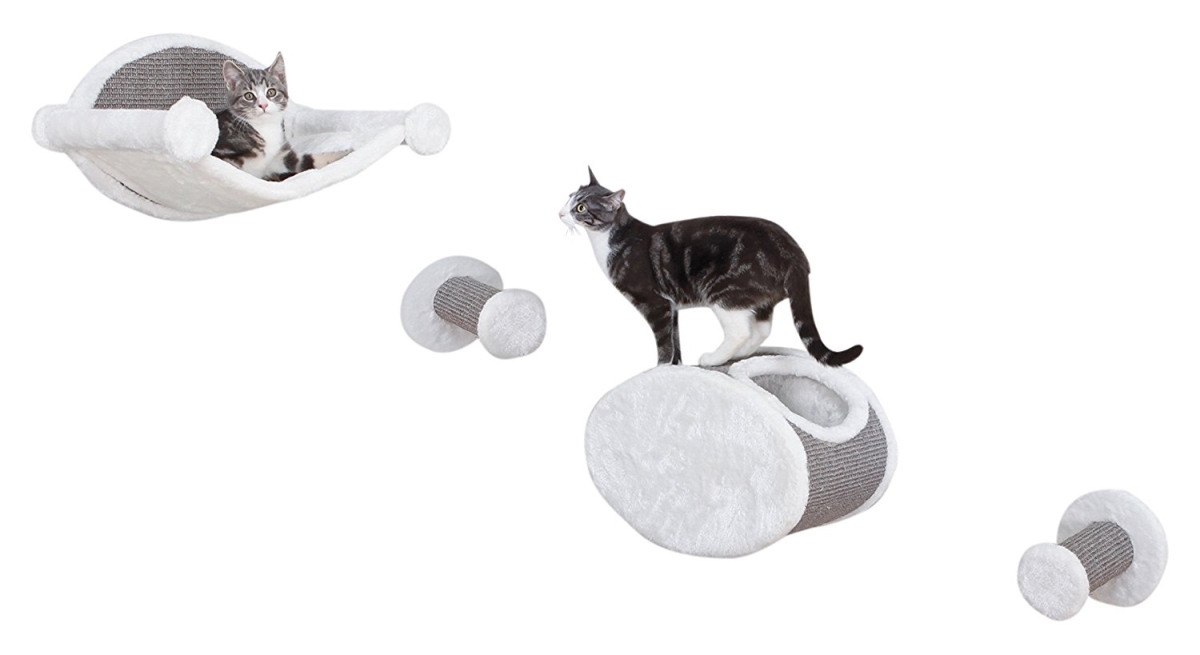 Picture of Trixie Pet Products 49923 Wall-Mounted Cat Lounging Set, Cream & Gray
